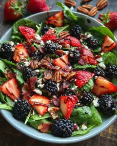 Berry Spinach Salad With Pecans, Feta, And Balsamic Glaze