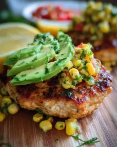 Chicken Burgers With Avocado Corn Salsa
