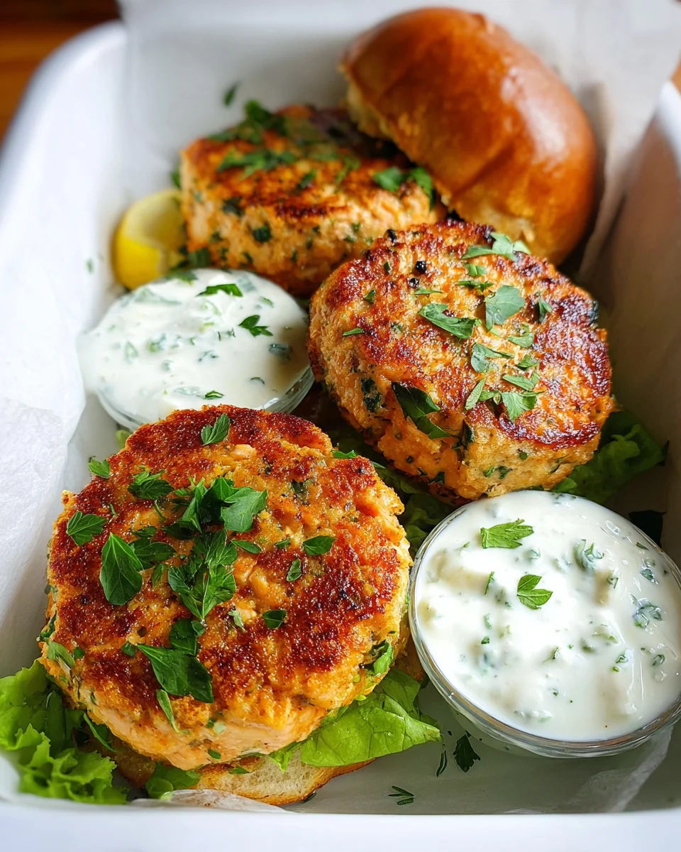 Fresh Salmon Burgers with Tzatziki Dressing Fresh