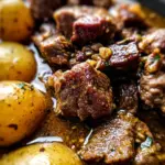 Slow Cooker Garlic Butter Beef Bites & Potatoes