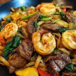 Steak & Shrimp Stir-Fried Noodles