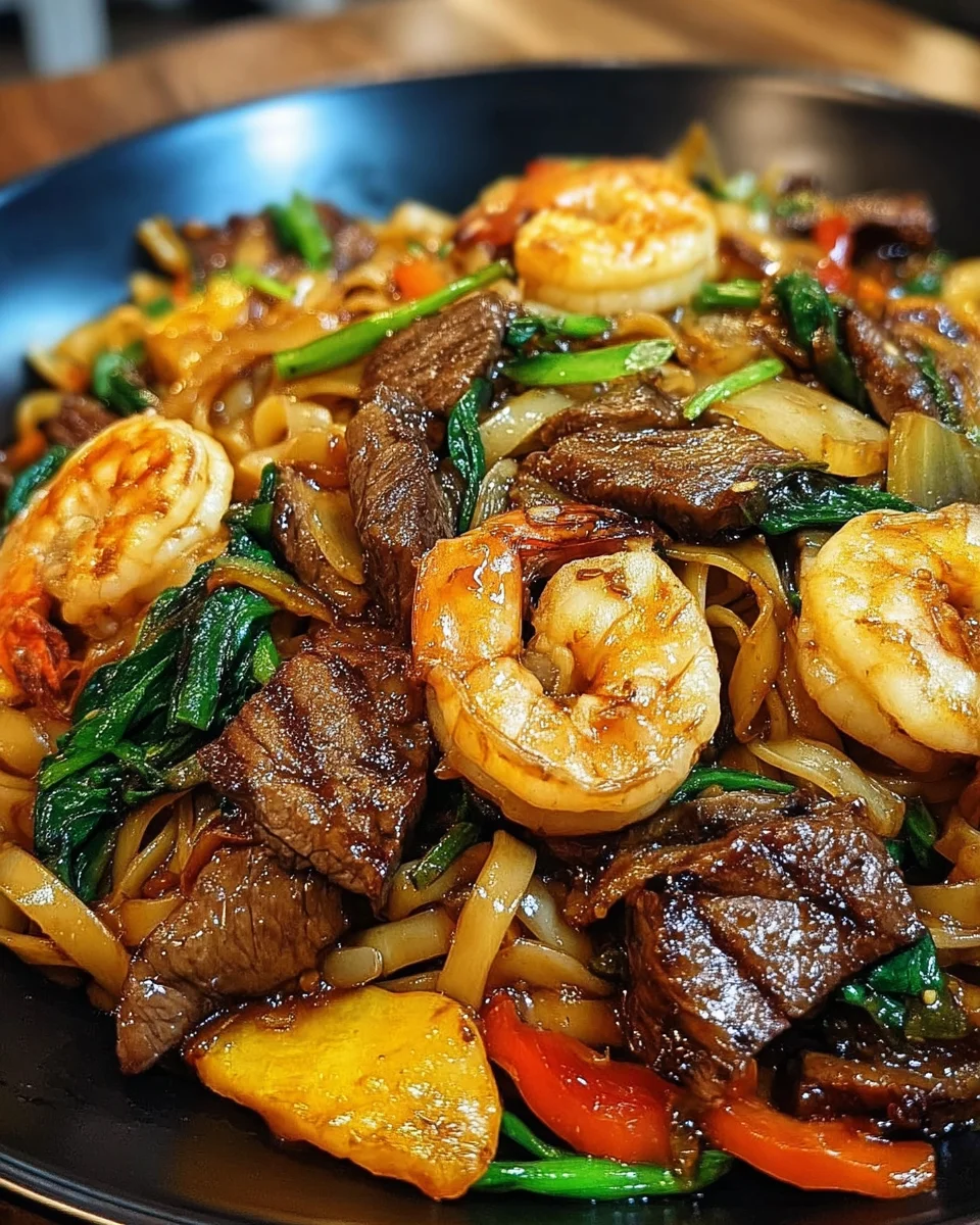 Steak & Shrimp Stir-Fried Noodles