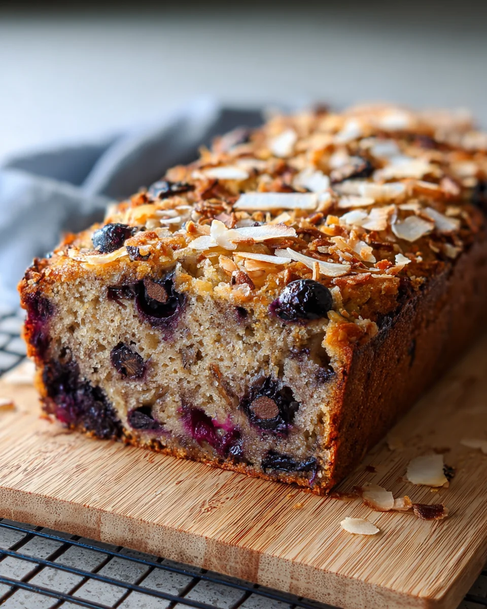 Toasted Coconut Blueberry Banana Bread Toasted